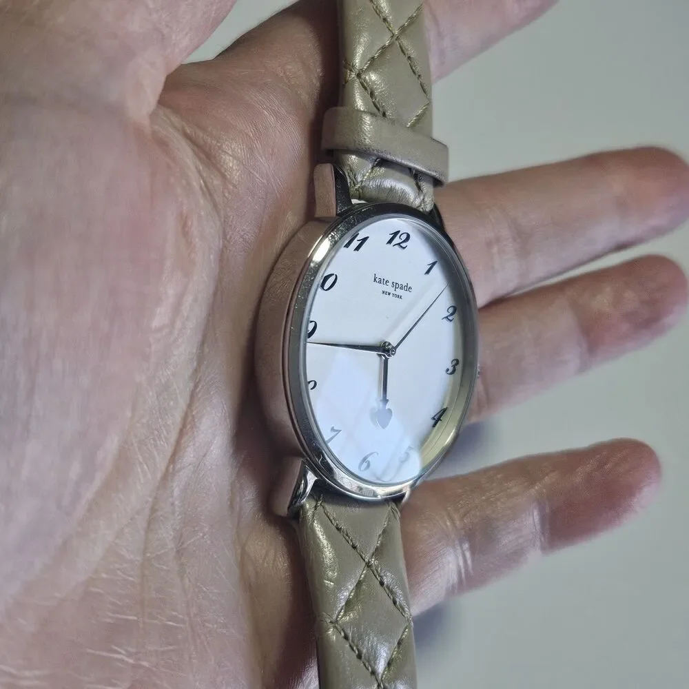 Kate Spade 1YRU0784 Silver Dial Leather Strap Women's Watch Needs New Battery